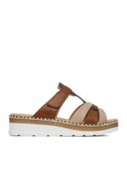 Rieker Klapki CEO-V1291-90 Brązowy jasny. Brązowe klapki damskie Rieker, bez wzorów, ze skóry, bez obcasa. Za 319.99 zł.