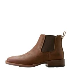 Botki western z kwadratowym noskiem Ariat Chelsea Booker Chelsea Wide. Brązowe buty zimowe męskie Ariat, z materiału, bez zapięcia. Za 760.50 zł.