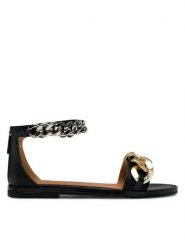 Badura Sandały 22SS19 Czarny. Czarne sandały damskie Badura, bez wzorów, ze skóry, bez obcasa, na płaskiej podeszwie. Za 299.99 zł.