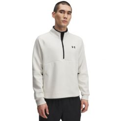 Bluza z pół zamkiem i kieszenią kangurką Under Armour Unstoppable Fleece. Białe bluzy bez kaptura męskie Under Armour, m. Za 468.70 zł.