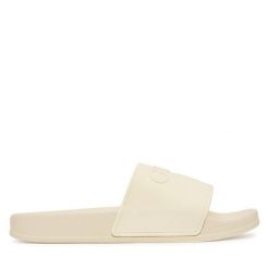 Klapki Guess. Białe klapki damskie Guess, z aplikacjami, bez obcasa. Za 199.99 zł.