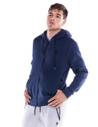 Męska, miękka bluza z kapturem i zamkiem błyskawicznym z ikoną lwa. Niebieskie bluzy sportowe męskie LEONE 1947 APPAREL, na zimę, l, z bawełny. Za 126.26 zł.