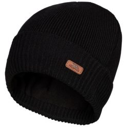 Trespass Chuck – wodoodporna czapka unisex L/XL, czarna. Czarne czapki męskie Trespass, z aplikacjami, z dzianiny. Za 86.75 zł.