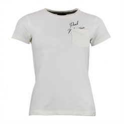 Koszulka damska Peak Mountain Ajojo. Białe bluzki damskie Peak Mountain, bez wzorów, casualowe, bez kołnierzyka, bez ramiączek. W wyprzedaży za 127.00 zł.