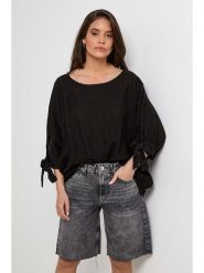 Rodier Lin Lniana bluzka w kolorze czarnym rozmiar: XL/XXL. Czarne bluzki damskie Rodier Lin, xl, bez wzorów, ze lnu, bez kołnierzyka, bez ramiączek. Za 145.26 zł.