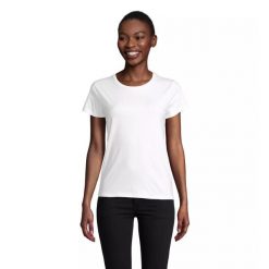 Dopasowana koszulka T-shirt z jerseyu dla kobiet Sol's Pioneer. Białe t-shirty damskie SOL'S, s, bez wzorów, z jersey, bez kołnierzyka. Za 30.50 zł.