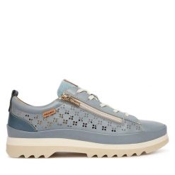 Półbuty Pikolinos. Niebieskie półbuty damskie Pikolinos, bez wzorów, bez obcasa, na płaskiej podeszwie. Za 599.99 zł.