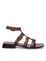 Gino Rossi Sandały LERICI-112790 Brązowy. Brązowe sandały damskie Gino Rossi, bez wzorów, ze skóry, bez obcasa, na płaskiej podeszwie. Za 269.99 zł.