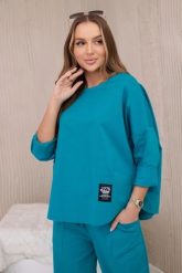 Komplet new punto bluza + spodnie morski. Zielone bluzy bez kaptura damskie KESI, l, z bawełny. Za 347.13 zł.