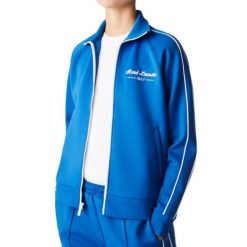 Bluza damska Lacoste SF7094. Niebieskie bluzy sportowe damskie Lacoste, xs, bez wzorów, z elastanu, bez ramiączek, bez kaptura. Za 427.00 zł.