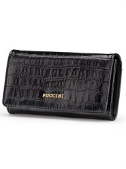Puccini Skórzany portfel w kolorze czarnym - 16 x 9 x 3 cm rozmiar: onesize. Czarne portfele damskie Puccini, bez wzorów, z materiału. Za 83.22 zł.