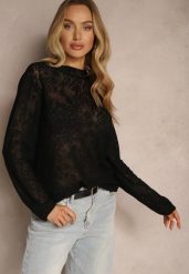Czarna Ażurowa Bluzka z Wiskozy z Haftowanym Motywem Florystycznym Bordexis. Czarne bluzki damskie Renee, s, w ażurowe wzory, z wiskozy, eleganckie, bez kołnierzyka, bez ramiączek. Za 59.99 zł.