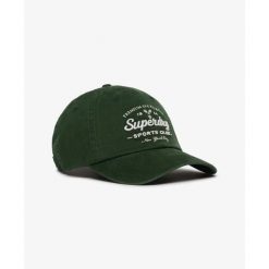 Damska czapka z daszkiem Superdry Vintage Club. Zielone czapki z daszkiem damskie Superdry., bez wzorów. Za 148.85 zł.