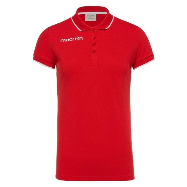 Damska koszulka polo Macron Desi. Czerwone bluzki damskie Macron, bez wzorów, bez kołnierzyka, bez ramiączek. Za 196.00 zł.
