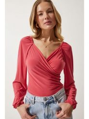 Happiness Istanbul Bluzka w kolorze różowym rozmiar: 36. Różowe bluzki damskie Happiness Istanbul, bez wzorów, bez kołnierzyka, bez ramiączek. Za 60.99 zł.