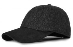 Jesienno Zimowa Czapka z Daszkiem, w Jodełkę - Pako Jeans - Grafitowa. Szare czapki męskie Pako Jeans, na zimę, bez wzorów, z jeansu. Za 59.00 zł.