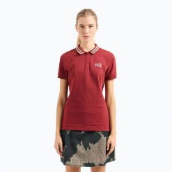 Koszulka damska EA7 Emporio Armani Golf Pro Polo Damier. Czerwone golfy damskie EA7 Emporio Armani, xl, bez wzorów, z bawełny, bez ramiączek. Za 429.99 zł.