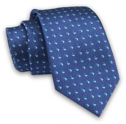Granatowo-Miętowy Elegancki Męski Krawat -ALTIES- 7cm, Stylowy, Klasyczny, Wzór Geometryczny. Niebieskie krawaty i muchy męskie Alties, bez wzorów, z tkaniny, eleganckie. Za 49.00 zł.