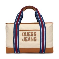 Torba Guess Jeans. Białe torebki klasyczne damskie Guess Jeans, z aplikacjami, z jeansu, bez dodatków. Za 389.99 zł.