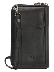 HIDE & STITCHES Skórzana torebka w kolorze czarnym na telefon - 11,5 x 19 x 3 cm rozmiar: onesize. Czarne torebki klasyczne damskie HIDE & STITCHES, bez wzorów, z materiału, bez dodatków. Za 139.45 zł.
