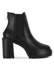Nine West Botki WFA3374-1 Czarny. Czarne botki damskie Nine West, z materiału, bez obcasa, na słupku, bez zapięcia. Za 299.99 zł.