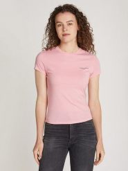 TOMMY JEANS Koszulka w kolorze jasnoróżowym rozmiar: M. Różowe bluzki damskie Tommy Jeans, m, bez wzorów, z bawełny, bez kołnierzyka, bez ramiączek. Za 96.95 zł.