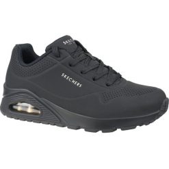 Buty Skechers Uno-Stand on Air W 73690-BBK czarne. Czarne buty sportowe na co dzień damskie bez wzorów, ze skóry. Za 518.78 zł.