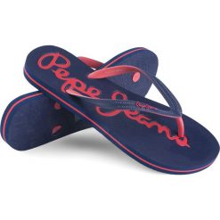Japonki Pepe Jeans Rake Basic Blue. Niebieskie klapki damskie Pepe Jeans, bez wzorów, z jeansu, bez obcasa. Za 49.00 zł.