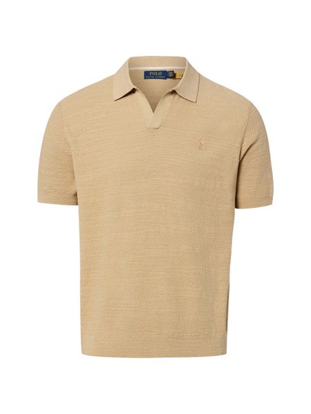 Polo Ralph Lauren koszulka polo z dzianiny z zawartością lnu Mężczyźni Bawełna brązowy, M. Brązowe koszulki polo męskie Polo Ralph Lauren, m, bez wzorów, z bawełny, bez ramiączek. Za 749.95 zł.