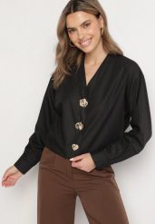 Czarna Koszula z Bawełną i Wiskozą Ozdobiona Aplikacjami Morbia. Czarne koszule damskie Born2be, l, z aplikacjami, z bawełny, biznesowe, bez kołnierzyka, bez ramiączek. Za 99.99 zł.