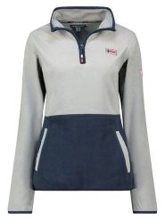 Geographical Norway Bluza polarowa "Touki" w kolorze jasnoszaro-granatowym rozmiar: M. Szare bluzy bez kaptura damskie Geographical Norway, m, z polaru. Za 64.45 zł.