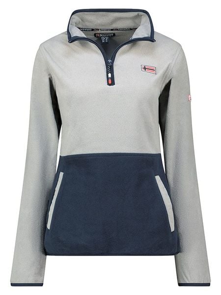 Geographical Norway Bluza polarowa "Touki" w kolorze jasnoszaro-granatowym rozmiar: S. Szare bluzy bez kaptura damskie Geographical Norway, s, z polaru. Za 70.08 zł.