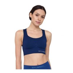 Damski crop top do ćwiczeń Brubeck GYM. Niebieskie topy sportowe damskie Brubeck, l, bez wzorów, z elastanu, bez ramiączek. Za 149.99 zł.