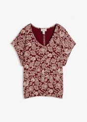 T-shirt z delikatnej mieszanki wiskozy. Czerwone t-shirty damskie bonprix, bez wzorów, z wiskozy, bez kołnierzyka. Za 67.99 zł.