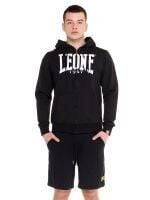 Bluza z bawełna z kaptur na siłownia na czas wolny. Czarne bluzy sportowe męskie LEONE 1947 APPAREL, na lato, bez wzorów, z bawełny, bez kołnierzyka, bez ramiączek. Za 147.31 zł.