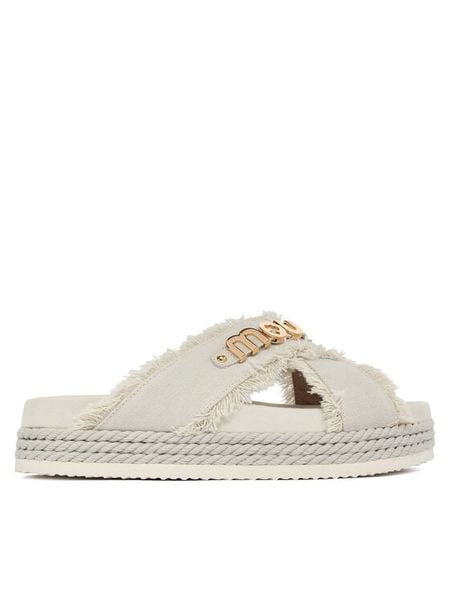 Mou Klapki MU.SW451005K Biały. Białe klapki damskie Mou, bez wzorów, z materiału, bez obcasa. Za 859.99 zł.