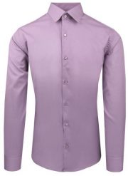 Wrzosowa Koszula Bawełniana o Taliowanym Kroju, Jednokolorowa. Fioletowe koszule męskie Pazzani, bez wzorów, z bawełny, bez kołnierzyka, bez ramiączek. Za 169.00 zł.