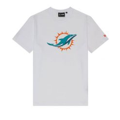 T-Shirt NFL Miami Dolphins New Era Logo Blanc. Białe t-shirty męskie New Era, m, bez wzorów, z bawełny, bez kołnierzyka. Za 174.00 zł.
