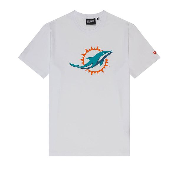 T-Shirt NFL Miami Dolphins New Era Logo Blanc. Białe t-shirty męskie New Era, m, bez wzorów, z bawełny, bez kołnierzyka. Za 174.00 zł.