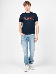 Plein Sport T-shirt | TIPS101 | Mężczyzna | Granatowy. Niebieskie t-shirty męskie Plein Sport, m, bez wzorów, z bawełny, bez kołnierzyka. W wyprzedaży za 199.00 zł.