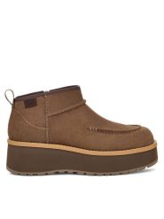 Ugg Botki W Cityfunc Ultra Mini 1158193 Brązowy. Brązowe botki damskie Ugg, ze skóry, bez obcasa, na płaskiej podeszwie, bez zapięcia. Za 829.99 zł.