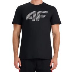 Koszulka męska 4F - bawełniany T-shirt, regular fit. Czarne t-shirty męskie 4f, m, bez wzorów, z bawełny, bez kołnierzyka. Za 59.99 zł.