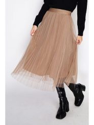ASSUILI Spódnica w kolorze beżowym rozmiar: 40. Brązowe spódniczki damskie Assuili, bez wzorów, z tiulu, klasyczne, z podwyższonym stanem, midi. Za 152.98 zł.
