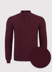 PAKO LORENTE – Bawełniany sweter polo w kolorze bordowym P23WF-2X-010-D-0. Czerwone swetry męskie Pako Lorente, m, bez wzorów, z bawełny, bez kołnierzyka. Za 149.99 zł.