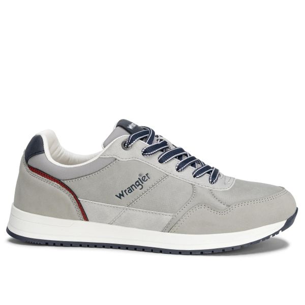 Buty męskie sneakersy sportowe Wrangler STALLINGS MEN LOW. Szare buty sportowe na co dzień męskie Wrangler, z jeansu, bez zapięcia, trekkingowe. Za 229.00 zł.