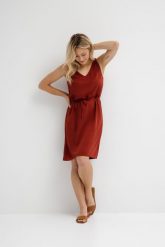 SUKIENKA CRISTY MIEDZIANA M - Flawless. Brązowe sukienki damskie Flawless, na co dzień, na lato, m, bez wzorów, z tkaniny, sportowe, bez kołnierzyka, bez ramiączek, maxi, proste. Za 87.00 zł.