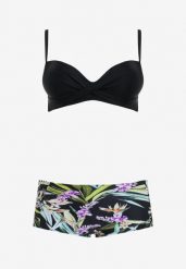 Czarne 2-częściowe Bikini z Majtkami z Wysokim Stanem Dalonos. Czarne bikini damskie Born2be, bez wzorów. Za 39.99 zł.