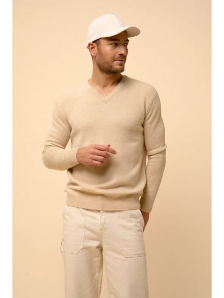 Just Cashmere Kaszmirowy sweter "Nathan" w kolorze beżowym rozmiar: L. Brązowe swetry męskie Just Cashmere, l, bez wzorów, z kaszmiru, bez kołnierzyka. Za 632.42 zł.