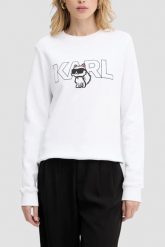 KARL LAGERFELD Biała bluza damska Ikon z nadrukiem, Rozmiar L. Białe bluzy bez kaptura damskie Karl Lagerfeld, l, z bawełny. W wyprzedaży za 459.99 zł.