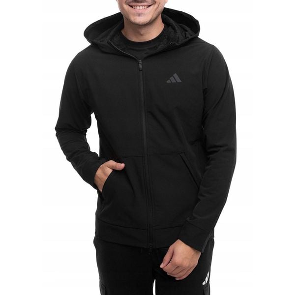 Bluza Męska z Kapturem adidas Sportowa Hoodie Wygodna Bawełniana roz. XS. Czarne bluzy sportowe męskie Adidas, bez wzorów, z bawełny, sportowe, bez kołnierzyka, bez ramiączek. Za 399.00 zł.